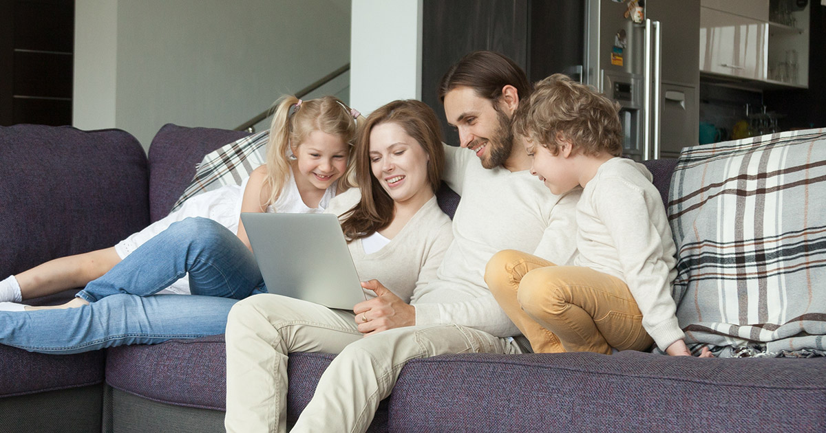 family looking at houses online